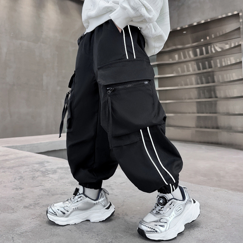 Streetwear Outdoor Brand - Boys Cargo Pants Large Pocket Striped