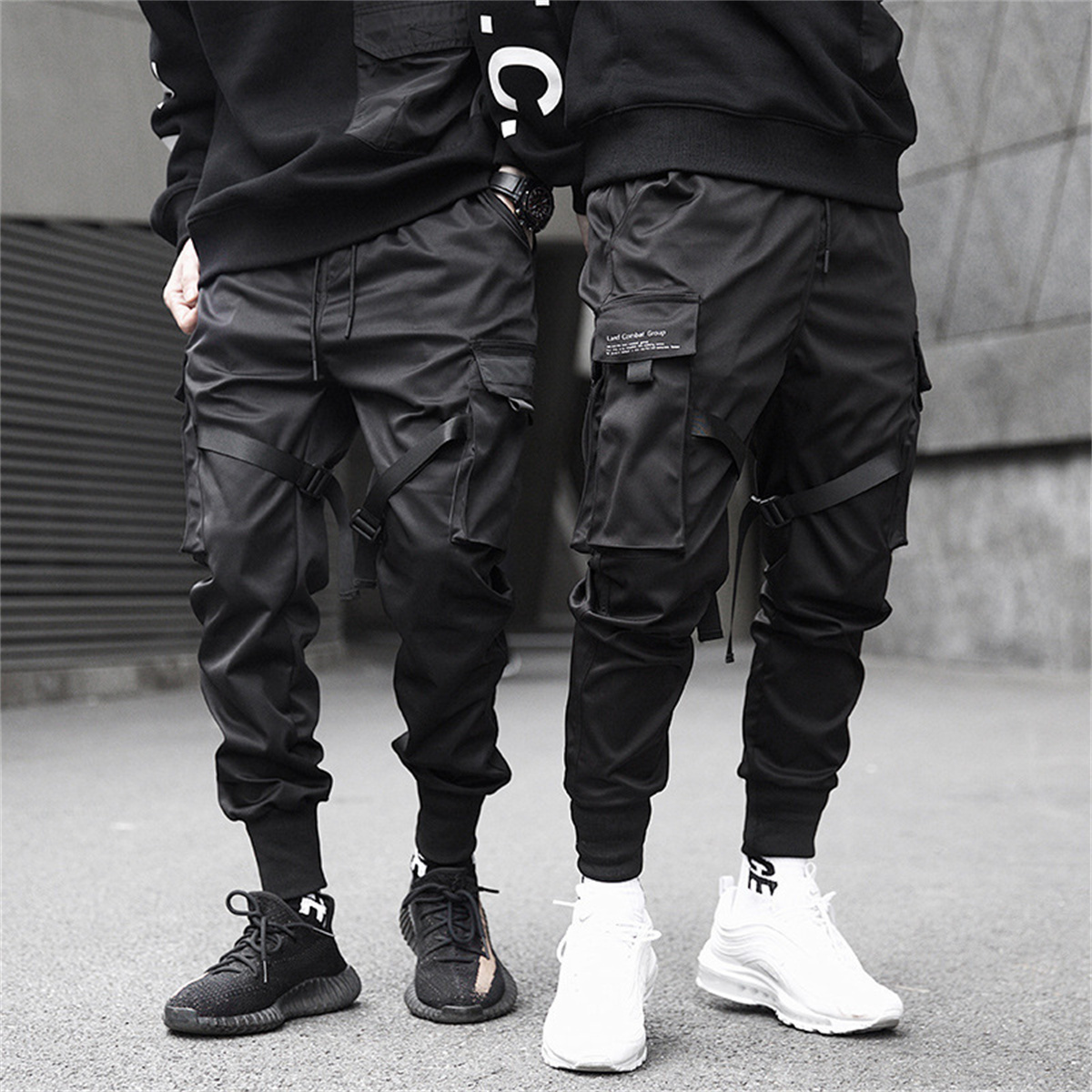 Streetwear Brand Marketing - Black Hip Hop Cargo Pants Summer